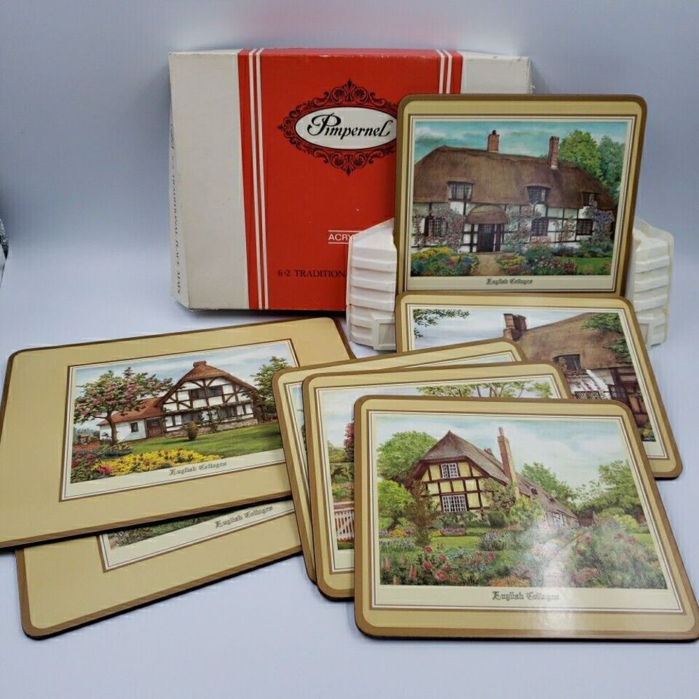 Vintage Pimpernel Placemats English Country Inns Cottages Cork Backed Set of 8